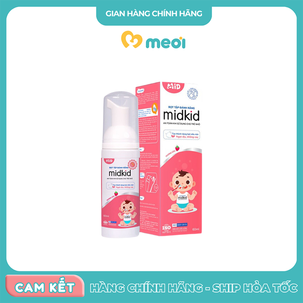 Bọt tập đánh răng Midkid hương dâu 60ml 12M+