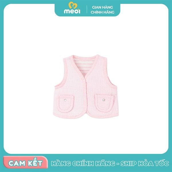  Áo gile Nous chần bông 2 mặt hồng đậm 