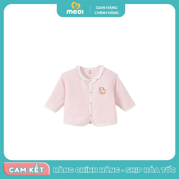  Áo khoác cài thẳng Nous Choux thêu mèo hồng 