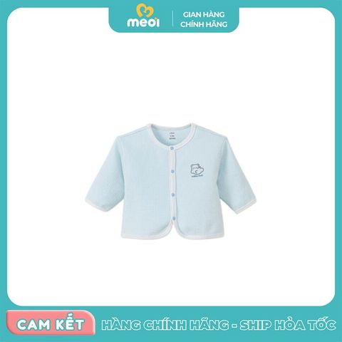  Áo khoác cài thẳng Nous Choux thêu mèo xanh 