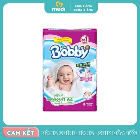 Bỉm Miếng lót Bobby NB1 (64 miếng)