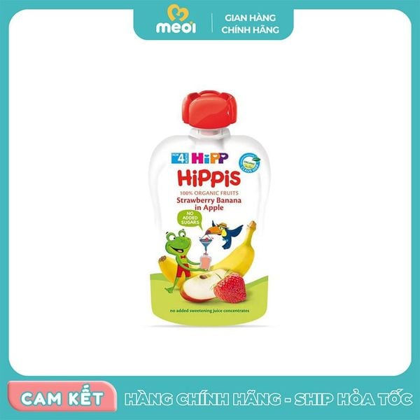  Hoa quả nghiền Dâu tây,chuối,táo Hipp (100g/túi) 