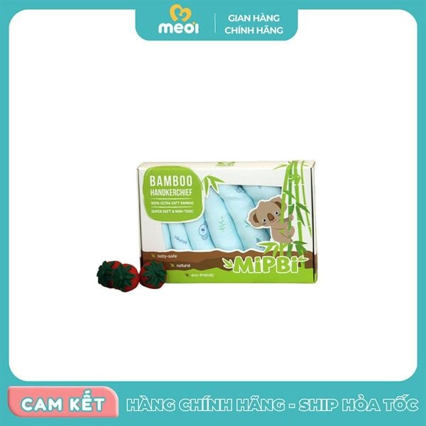  Khăn sữa sợi tre 3 lớp Mipbi xanh (hộp 6c) 
