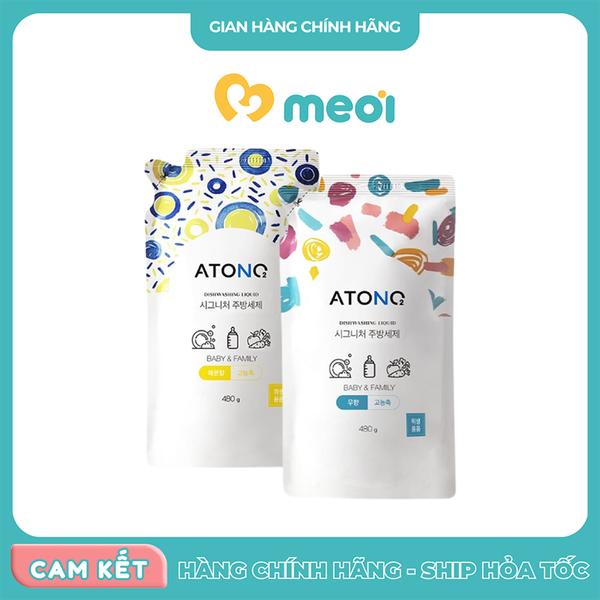 Nước rửa bình đa năng thuần chay đậm đặc Atono2 480g 0M+ (dạng túi)