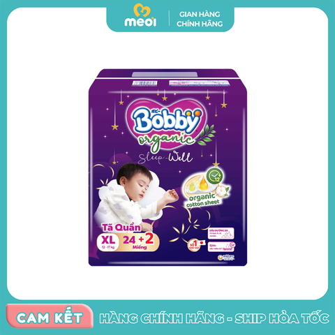Bỉm quần Bobby Organic SleepWell Xl24+2 12-17kg