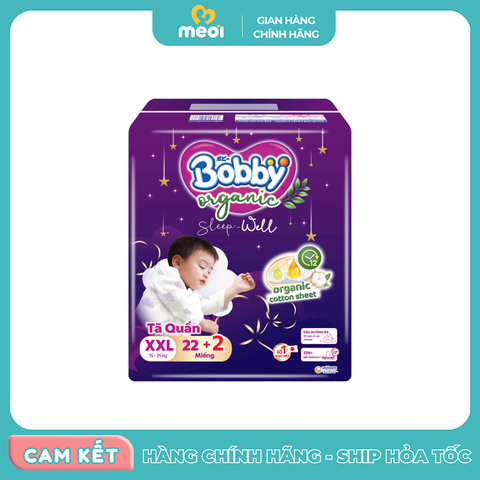Bỉm quần Bobby Organic SleepWell XXL22+2 15-25kg