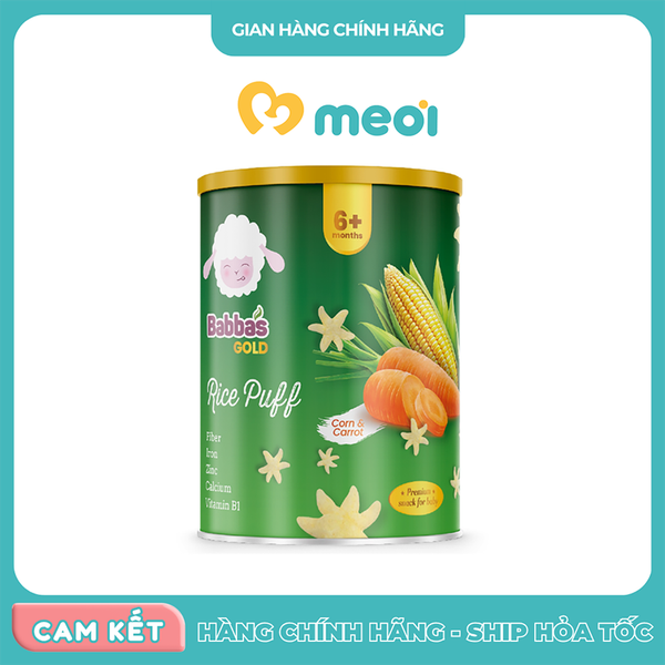 Bánh gạo Babba's vị ngô, cà rốt 35g 6M+
