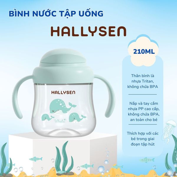 Bình tập uống Hallysen màu xanh lá 210ml