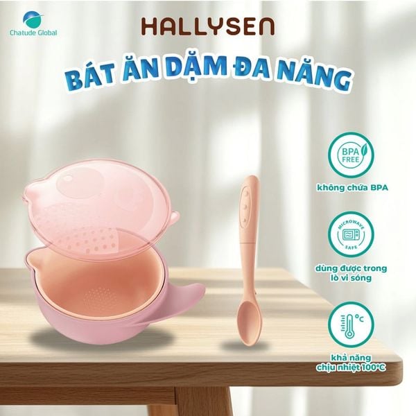 Bát ăn dặm đa năng Hallysen màu hồng