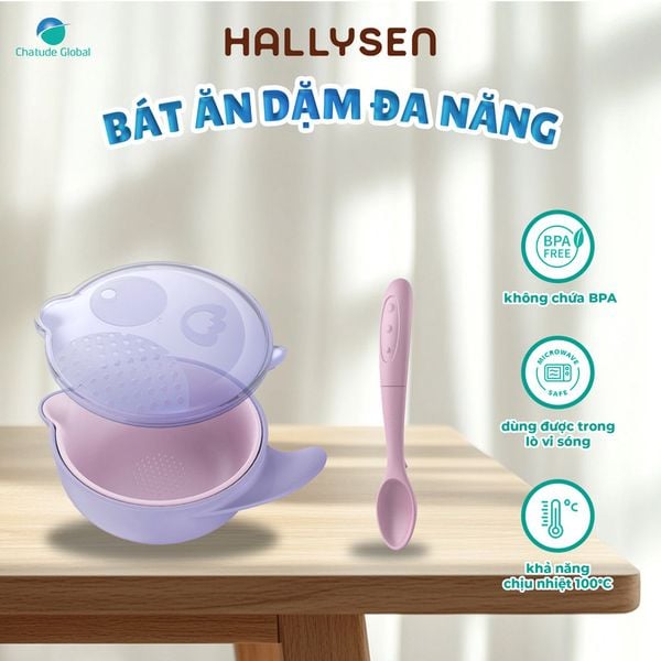 Bát ăn dặm đa năng Hallysen màu tím