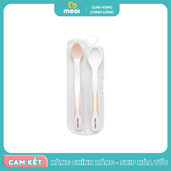 Bộ thìa đầu mềm cảm biến nhiệt Hallysen màu hồng