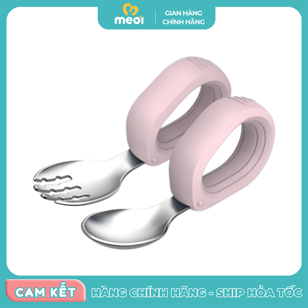 Bộ thìa nĩa inox tay cầm tròn Hallysen màu hồng