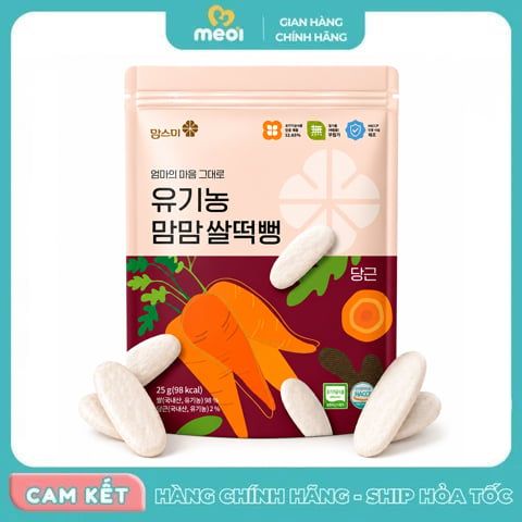  Bánh Gạo Hữu Cơ Thanh Dẹt Vị Cà Rốt Mom's Mi 25g (6M+) 