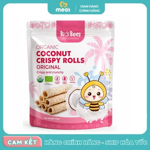  Bánh quế cuộn dừa hữu cơ BioBees 40g 1Y+ 