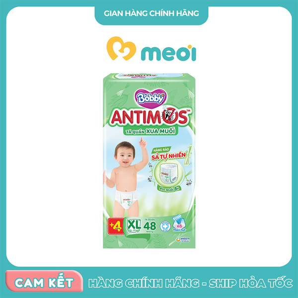 Bỉm quần Bobby Antimos chống muỗi XL48+4 (15-25kg)