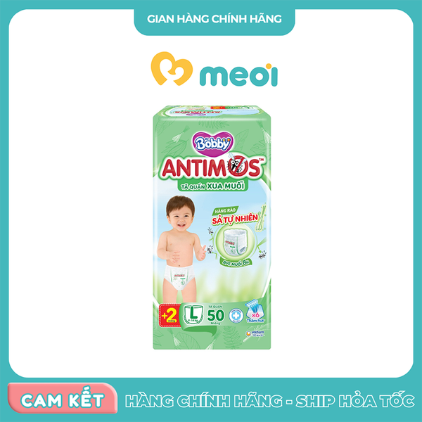 Bỉm quần Bobby Antimos chống muỗi L50+2 (9-14kg)