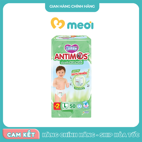 Bỉm quần Bobby Antimos chống muỗi L50+2 (9-14kg) 