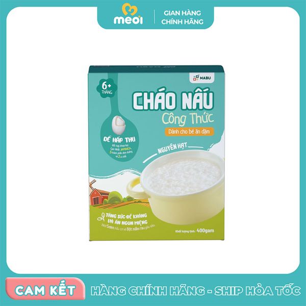  Cháo nấu ăn dặm Mabu hạt vỡ 400g 6M+ New 