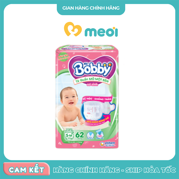 Bỉm quần mở một bên Bobby size S-m 62 miếng (6-10kg) 