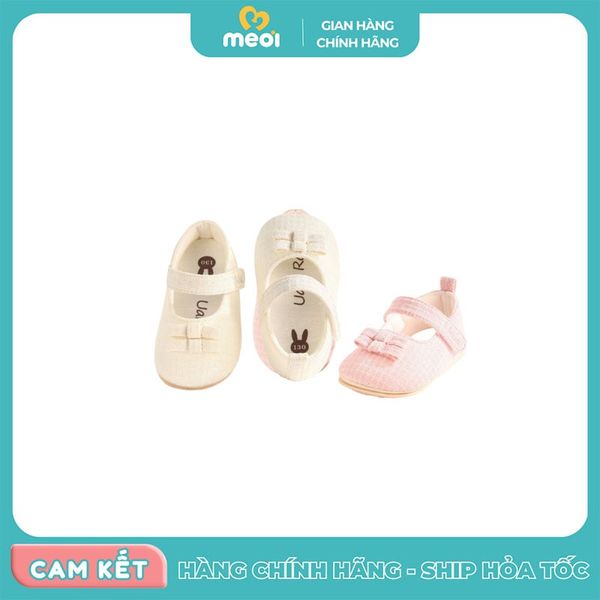  Giày tập đi Uala Rogo 5593 nơ kép hồng/be 