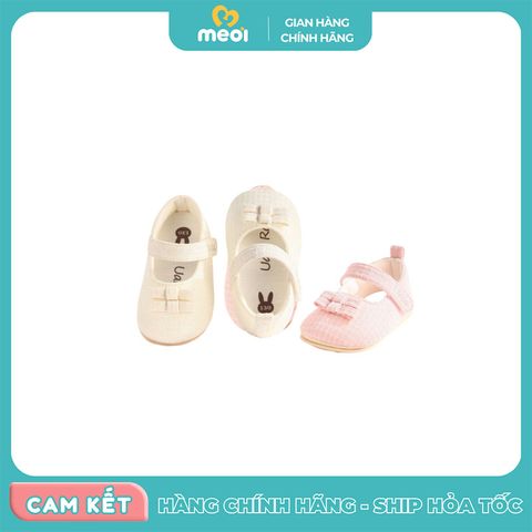  Giày tập đi Uala Rogo 5593 nơ kép hồng/be 