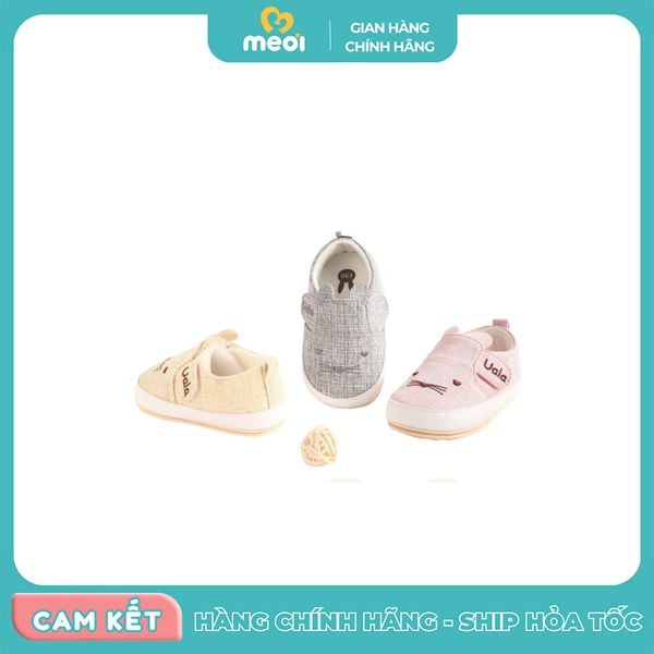  Giày tập đi Uala Rogo 5598 mèo hồng/ghi/be 