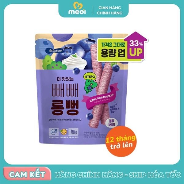  Bánh gạo lứt thanh dài BeBecook vị việt quất 30g 12M+ 