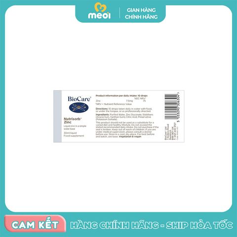  Kẽm dạng giọt BioCare Zinc With Vitamin C 30ml 