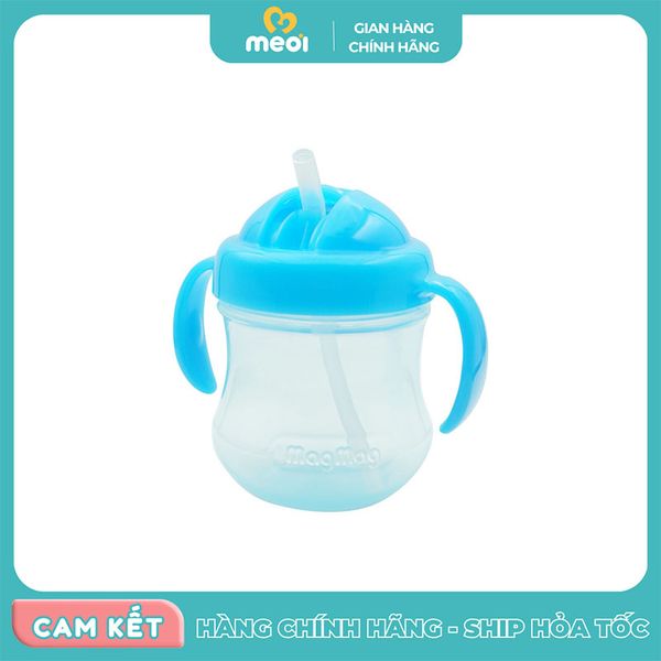  Bình uống nước tay cầm ống hút xanh 200ml Pigeon 