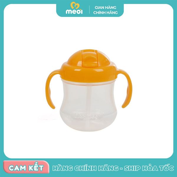  Bình uống nước tay cầm ống hút vàng 200ml Pigeon 