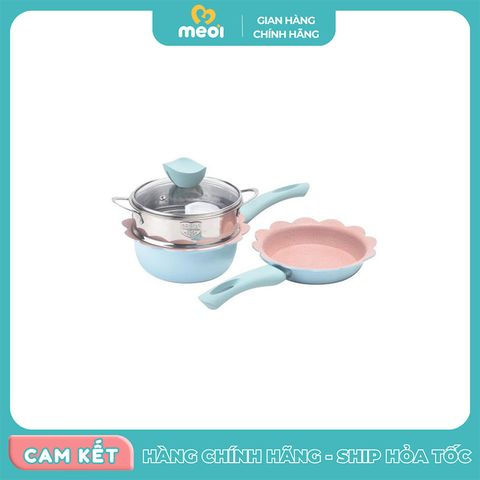  Bộ nồi chảo đá hình hoa cao cấp kèm xửng hấp 