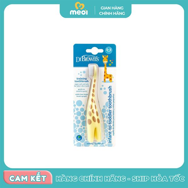  Bàn chải đánh răng hình con hươu 0-3 tuổi màu vàng Dr Brown's 