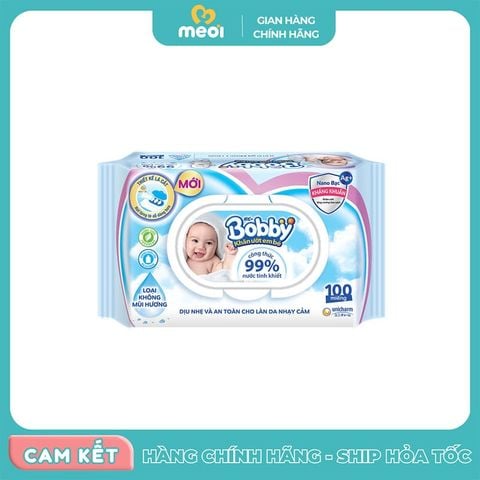  Giấy ướt Bobby không mùi 80 tờ 