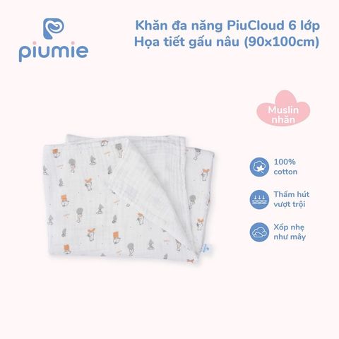 Khăn đa năng Piumie Muslin nhăn 6 lớp