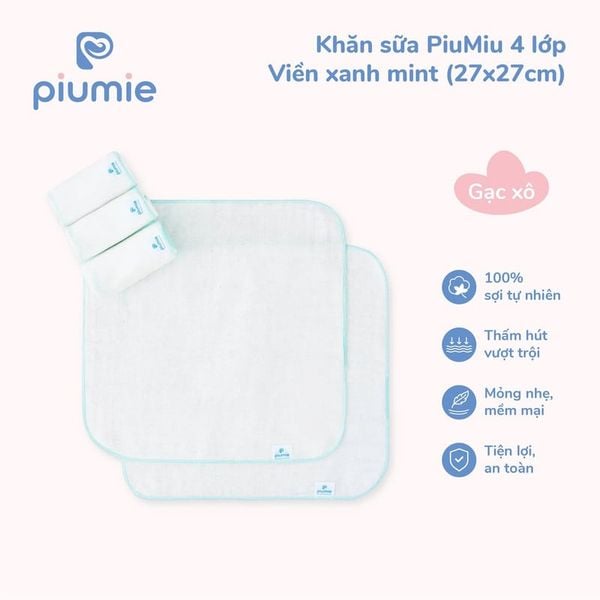  Khăn sữa Piumie gạc xô cotton 4 lớp 