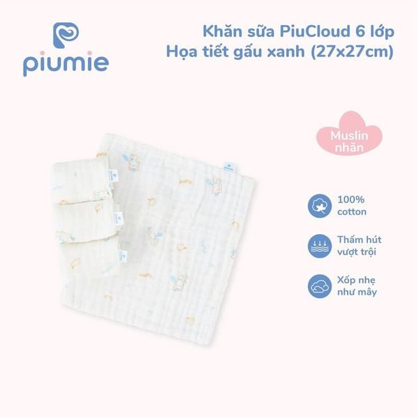  Khăn sữa Piumie muslin nhăn 6 lớp 