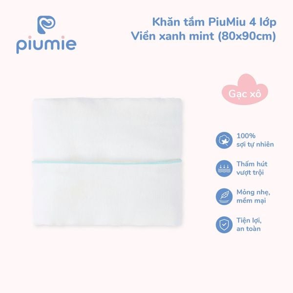  Khăn tắm Piumie gạc xô cotton 4 lớp 