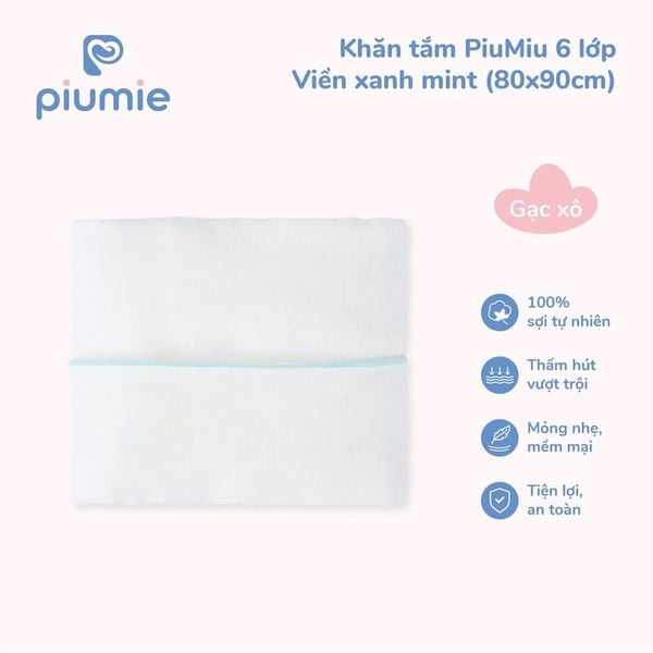  Khăn tắm Piumie gạc xô cotton 6 lớp 