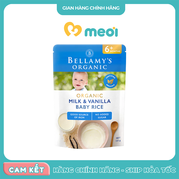 Bột ăn dặm Bellamy's Organic vị sữa và vani 125g 6M+