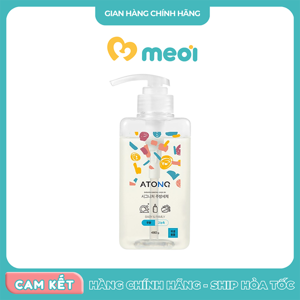 Nước rửa bình đa năng thuần chay đậm đặc Atono2 không mùi 480g 0M+