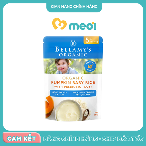 Bột ăn dặm Bellamy's Organic vị bí đỏ với Prebiotic (GOS) 125g 5M+