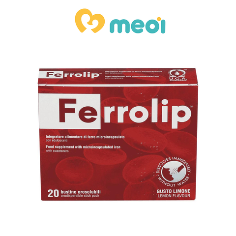  Sắt sinh học Ferrolip cho mẹ bầu và người lớn (20 gói) 