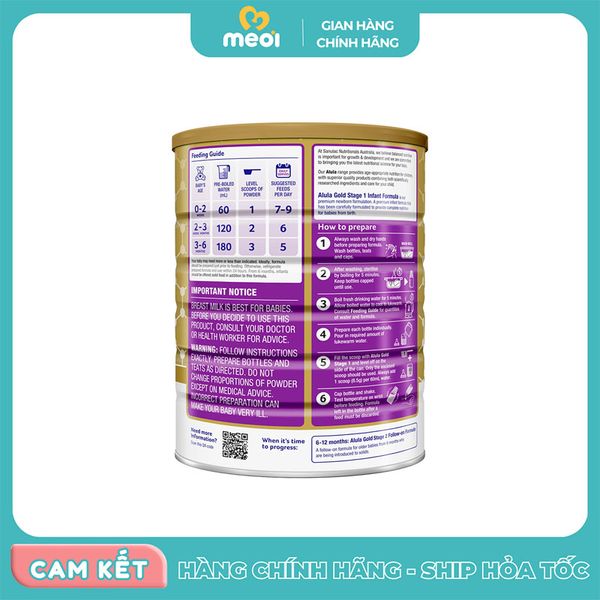  Sữa Alula Gold Úc số 1 900g (0-6M) 