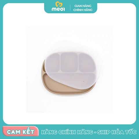  Khay ăn dặm silicon 4 ngăn kèm nắp có đế bám dính chống lật 