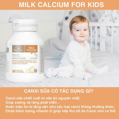  Viên uống canxi sữa cho bé Bio Island NK 90 viên 7M+ 