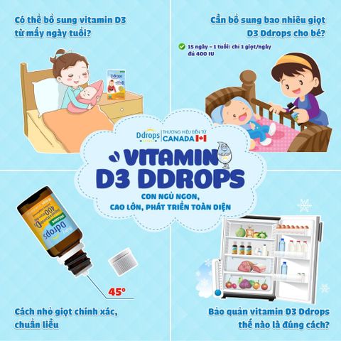  Vitamin D3 Ddrops Organic 400IU 2,5ml (0-1 tuổi) 