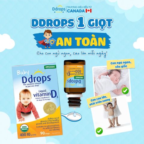  Vitamin D3 Ddrops Organic 400IU 2,5ml (0-1 tuổi) 