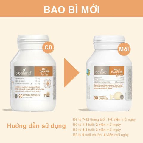  Viên uống canxi sữa cho bé Bio Island NK 90 viên 7M+ 
