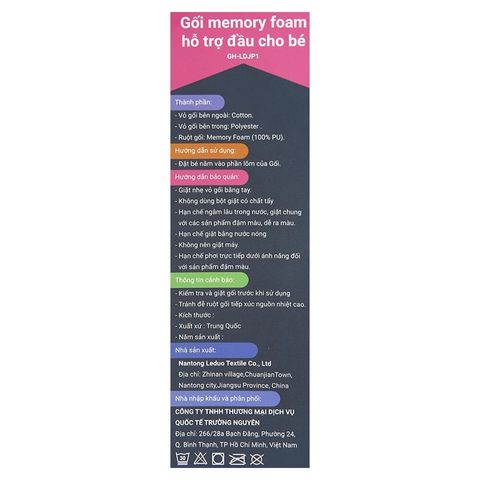  Gối Memory foam hỗ trợ đầu cho bé Galena GH-LDJP1 