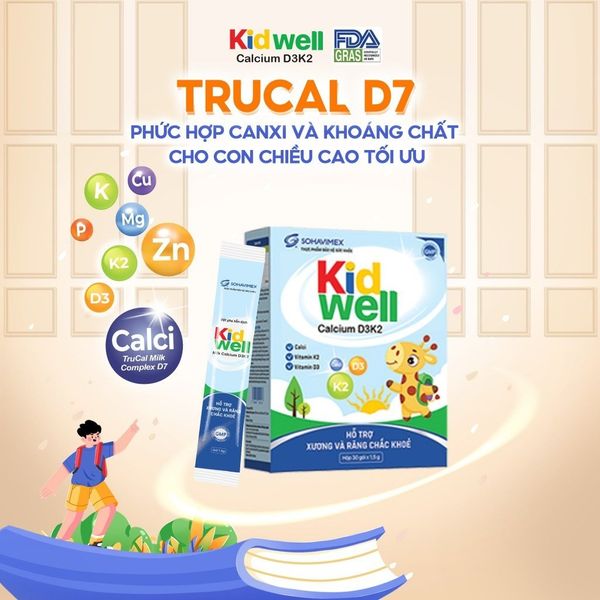 TPCN bổ sung canxi D3K2 Kidwell 30*1.5g